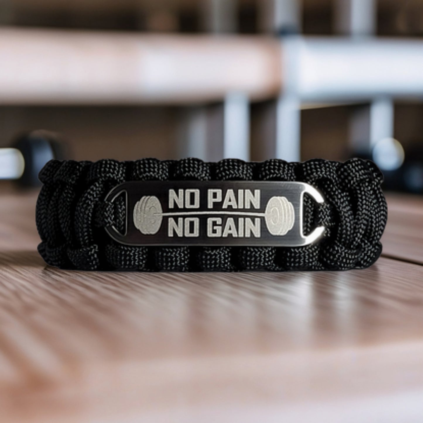 Custom No Pain No Gain Weightlifting 550 Paracord Bracelet