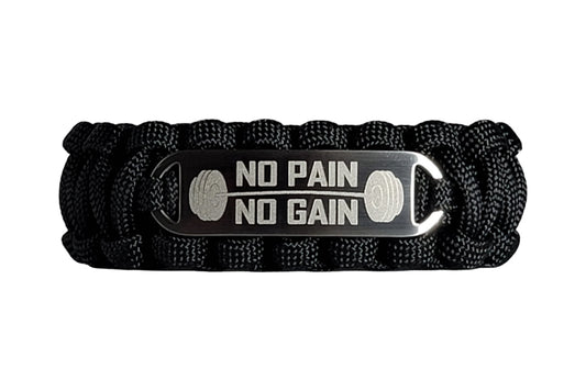 Custom No Pain No Gain Weightlifting 550 Paracord Bracelet