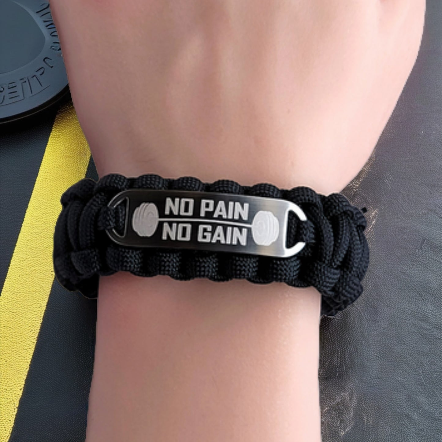 Custom No Pain No Gain Weightlifting 550 Paracord Bracelet