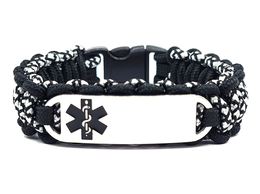 275 Paracord Bracelet with Engraved Stainless Steel Medical Alert ID T